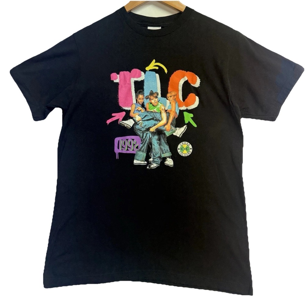 Cross Colours TLC 1992 Graphic T Shirt Men's M Black Hip Hop‎ 90s Hip Hop Street